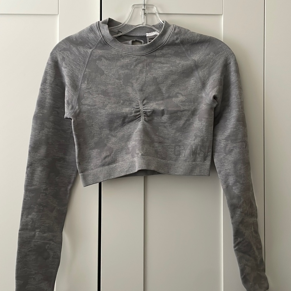 Gymshark Medium Camo Seamless Long Sleeve Crop Top